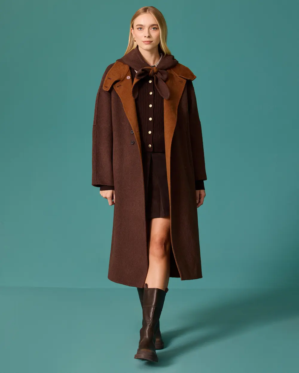 Oversized Long Coat with a Stand-Up Collar