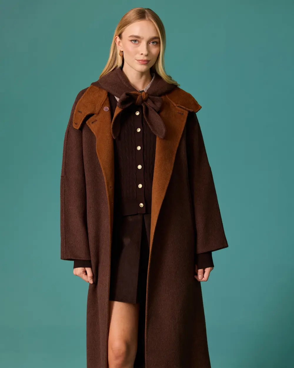 Oversized Long Coat with a Stand-Up Collar