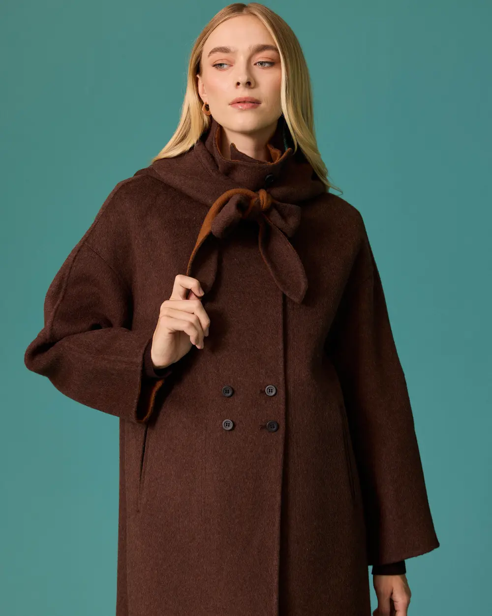 Oversized Long Coat with a Stand-Up Collar