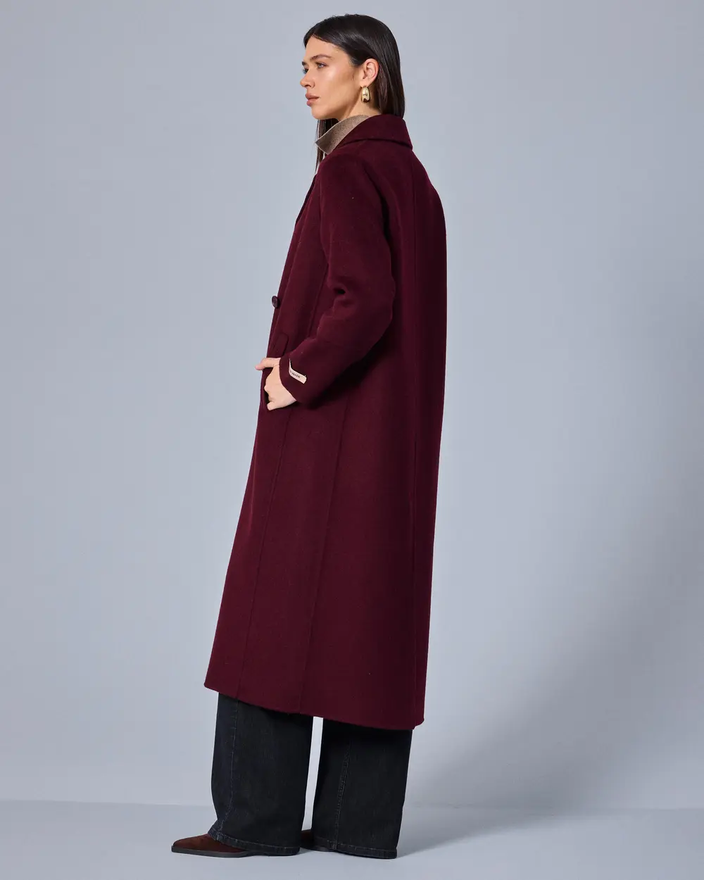 Jacket-Collar Cashmere Coat
