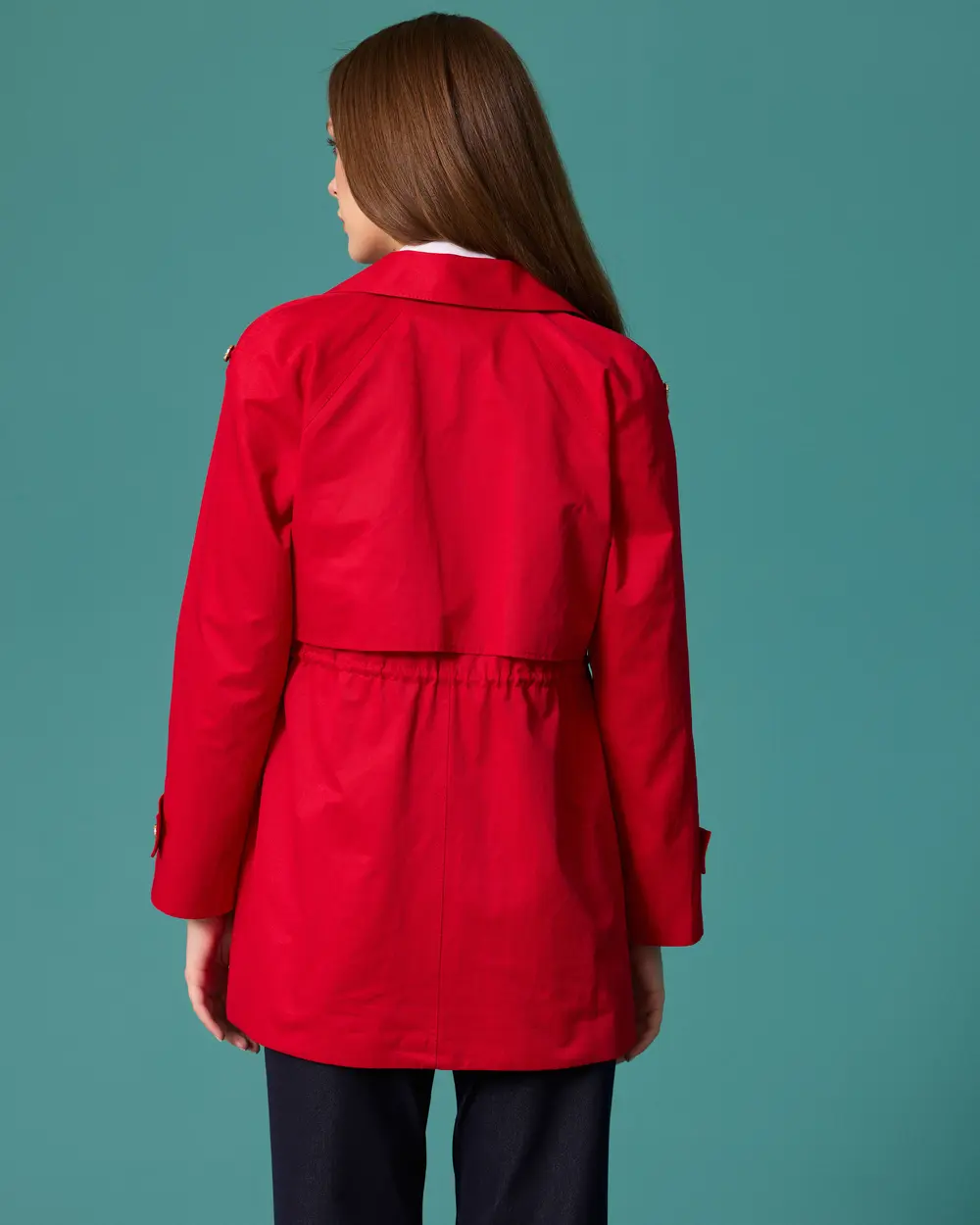 Waist-Tied Double-Breasted Trench Coat