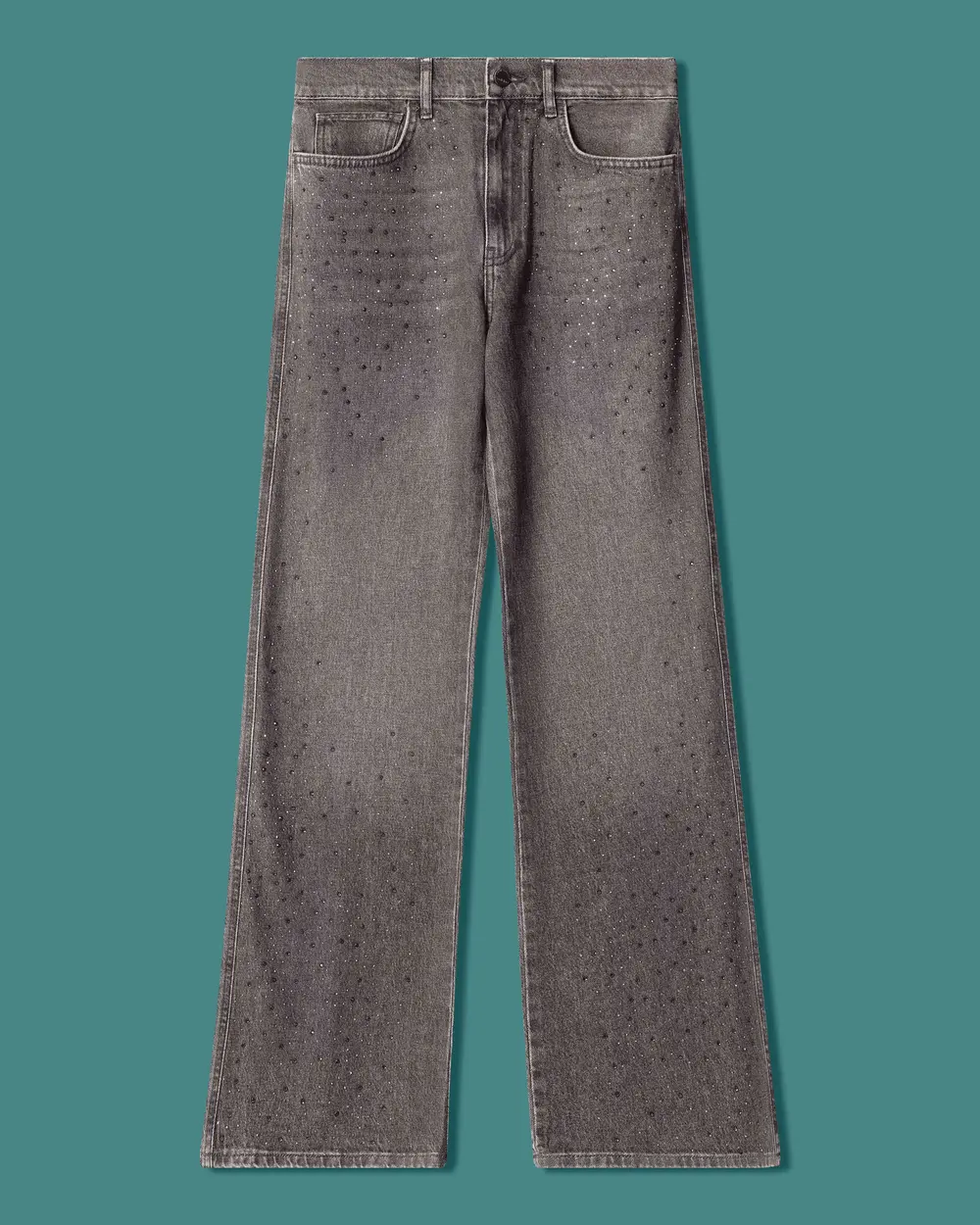 Taş Detaylı İspanyol Paça Denim Pantolon