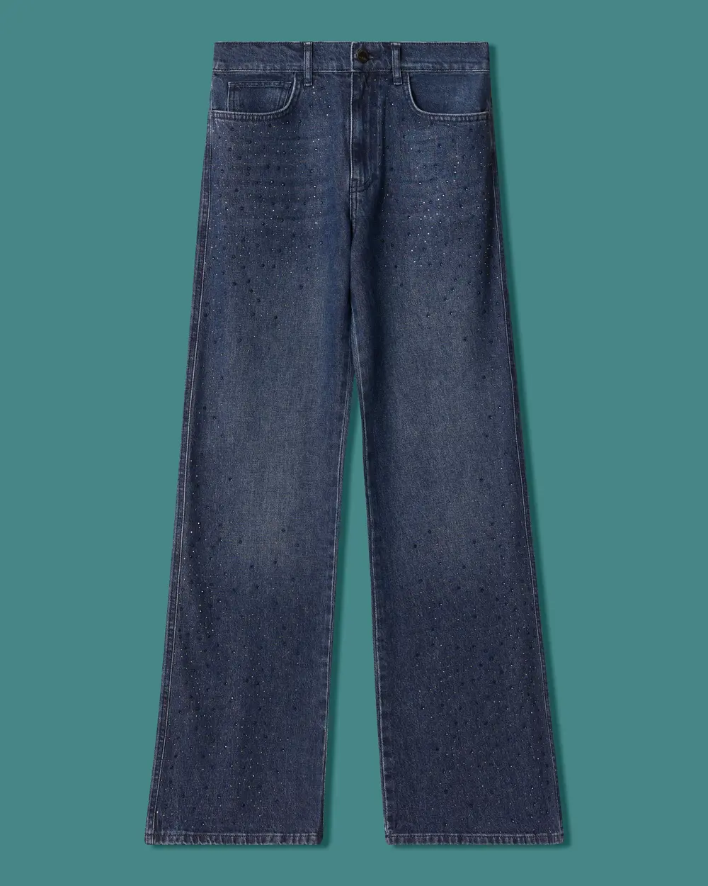 Taş Detaylı İspanyol Paça Denim Pantolon