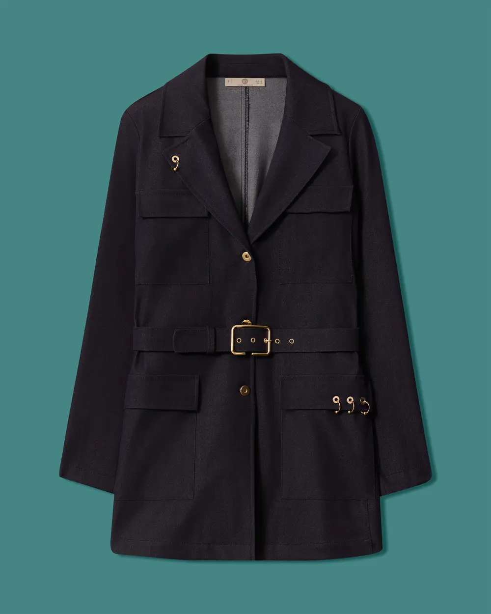 Kemerli Cep Detaylı Uzun Blazer Ceket