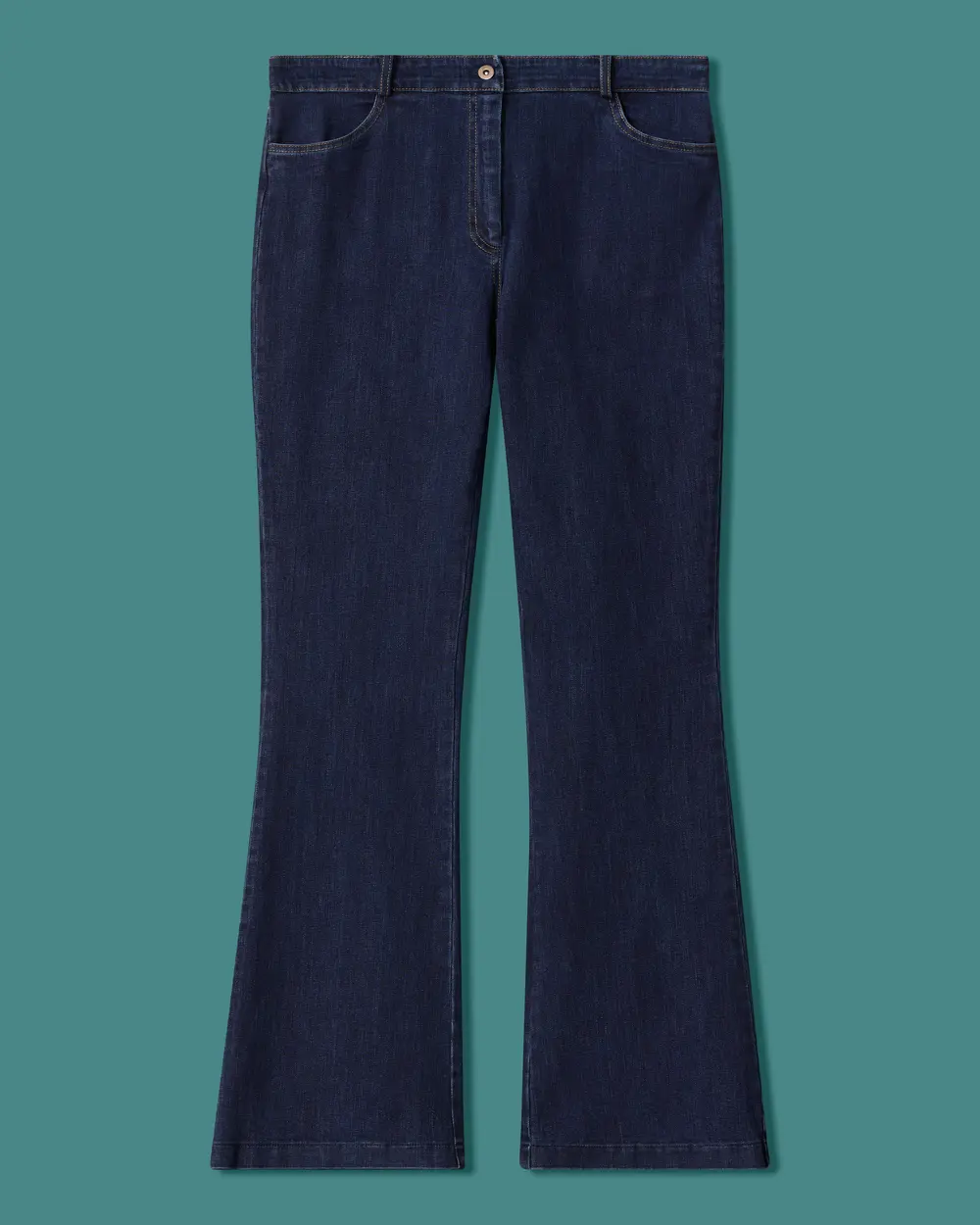 Plus-Size High-Waisted Flared Denim Pants