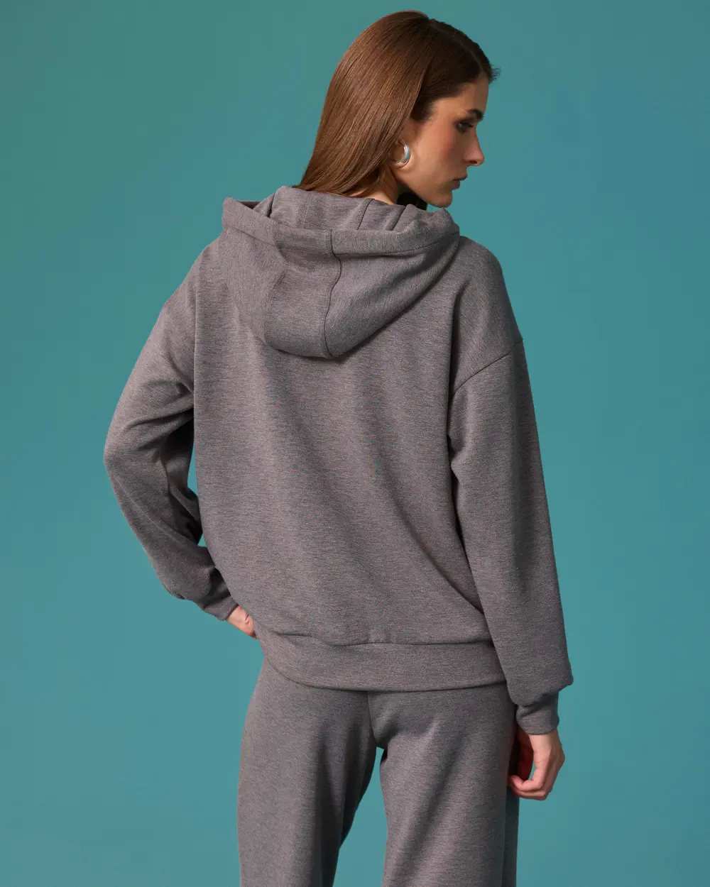 Stone-Embellished Hooded Sweatshirt