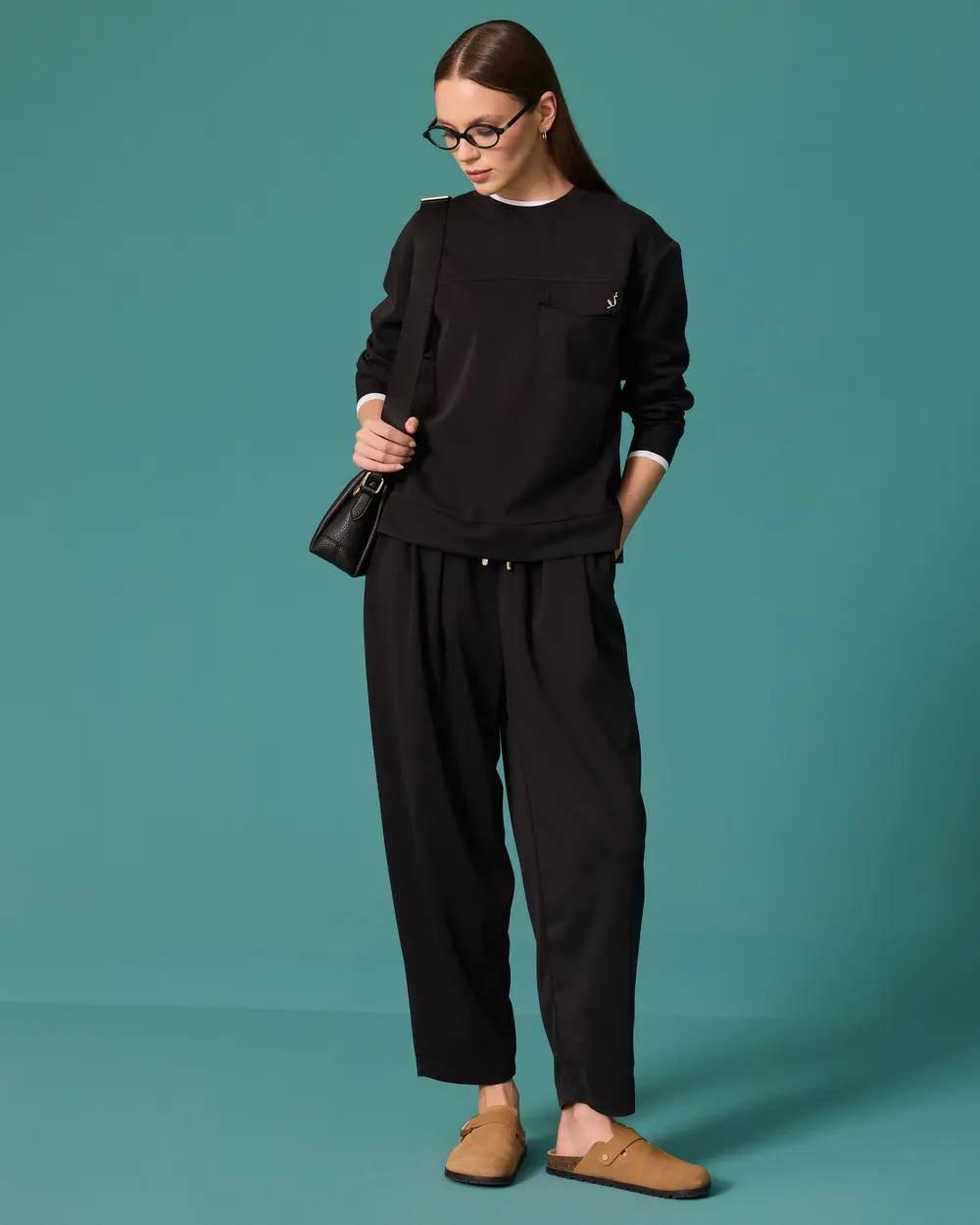 Cep Detaylı Düğmeli Sweatshirt
