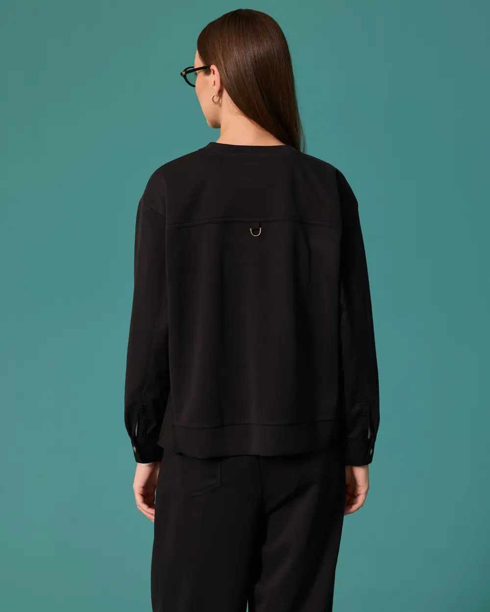 Cep Detaylı Düğmeli Sweatshirt