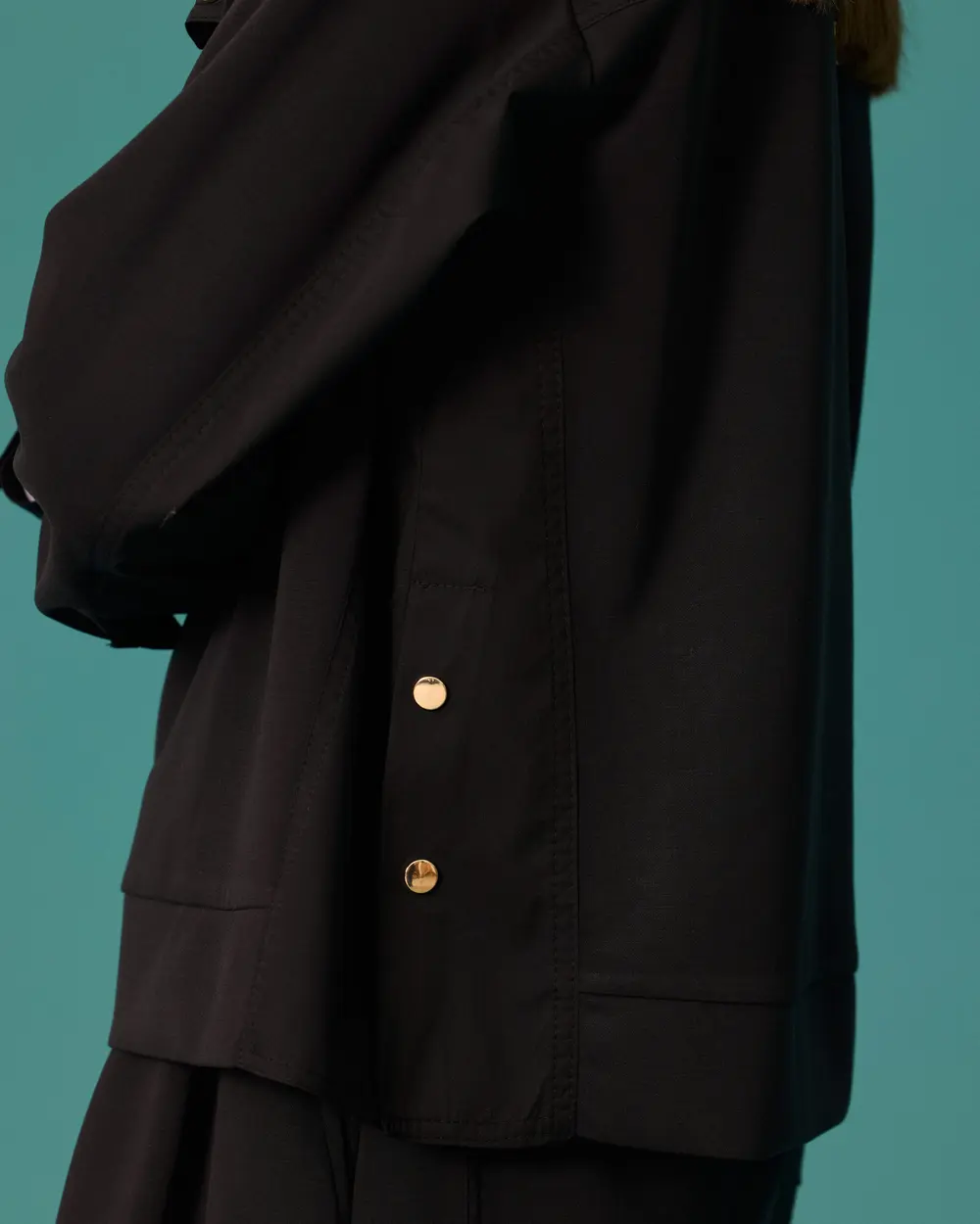 Cep Detaylı Düğmeli Sweatshirt