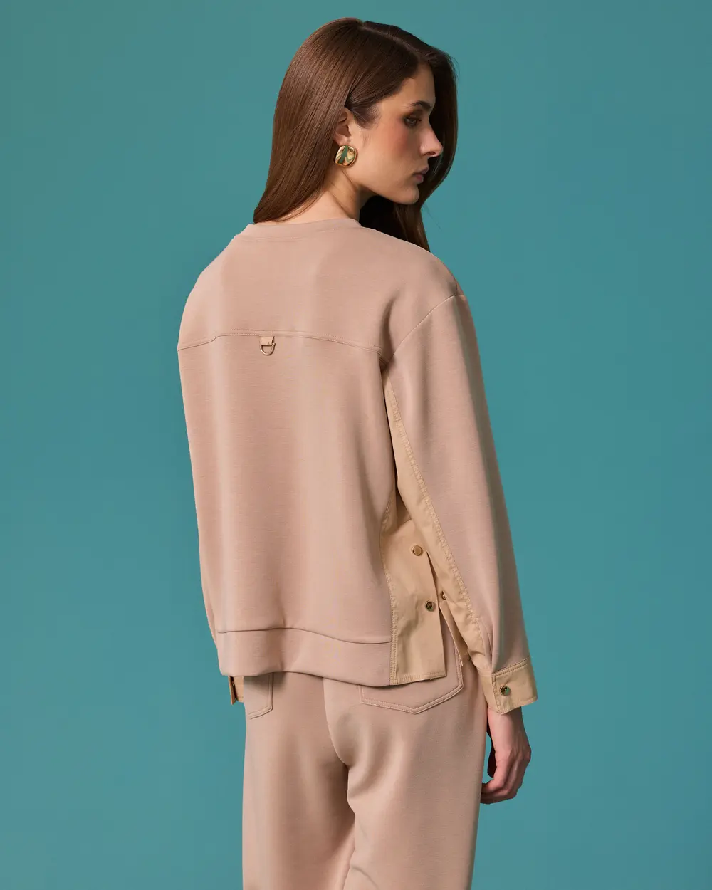 Cep Detaylı Düğmeli Sweatshirt