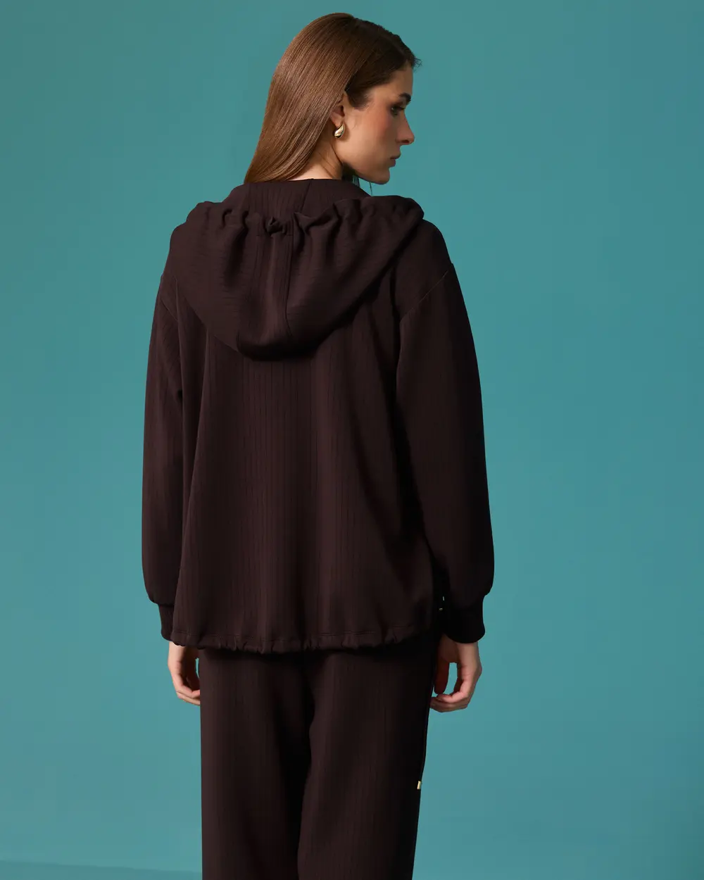 Hooded, Zippered, Drawstring Sweatshirt