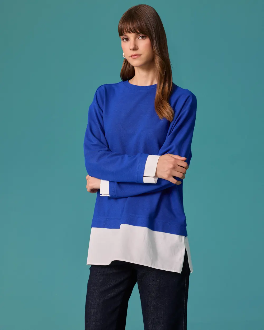 Oversize Gömlek Detaylı Sweatshirt