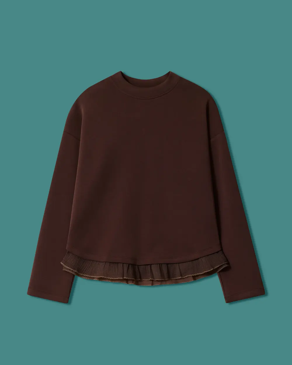 Ruffled Crew-Neck Sweatshirt