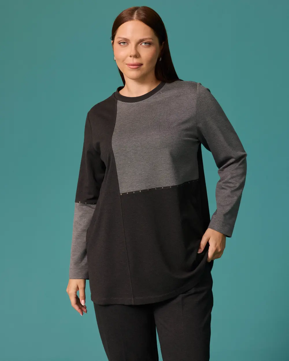 Büyük Beden Yuvarlak Yaka Sweatshirt