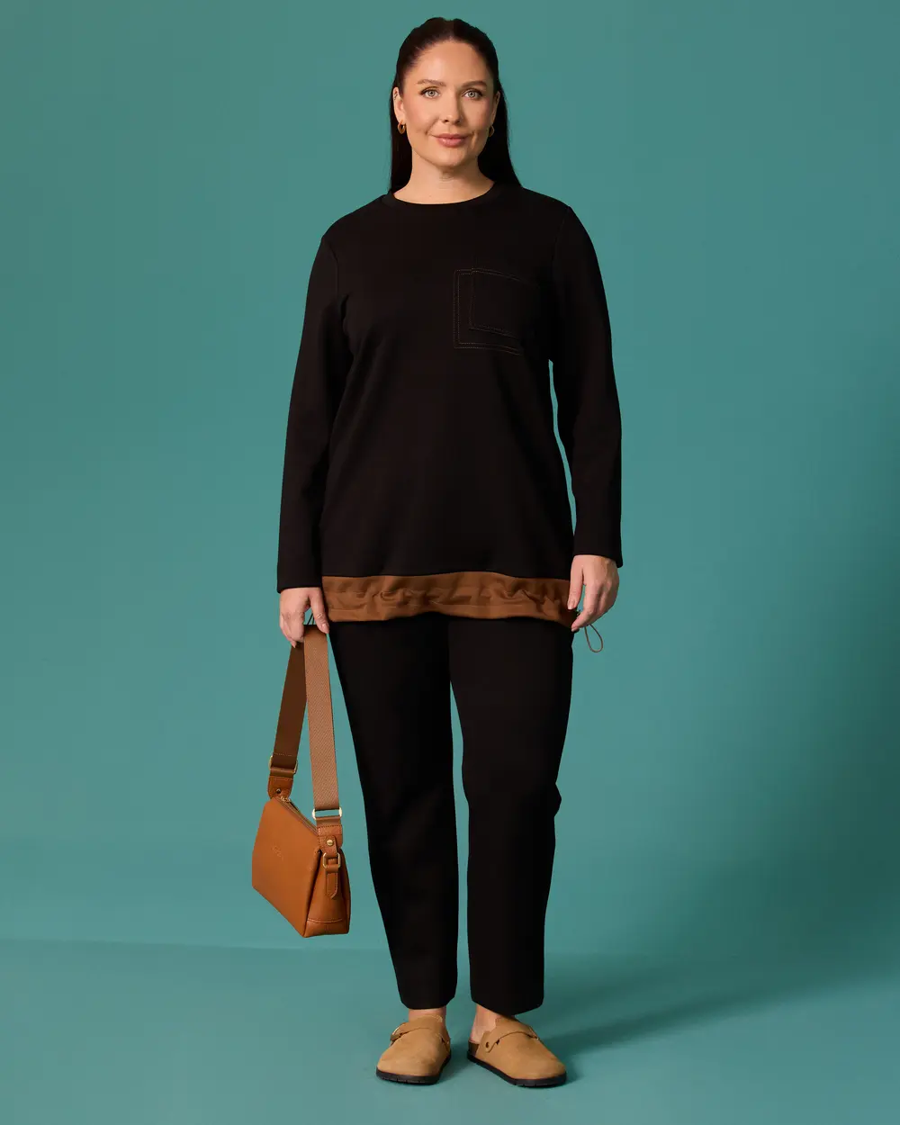 Plus-Size Sweatshirt with Pocket Details