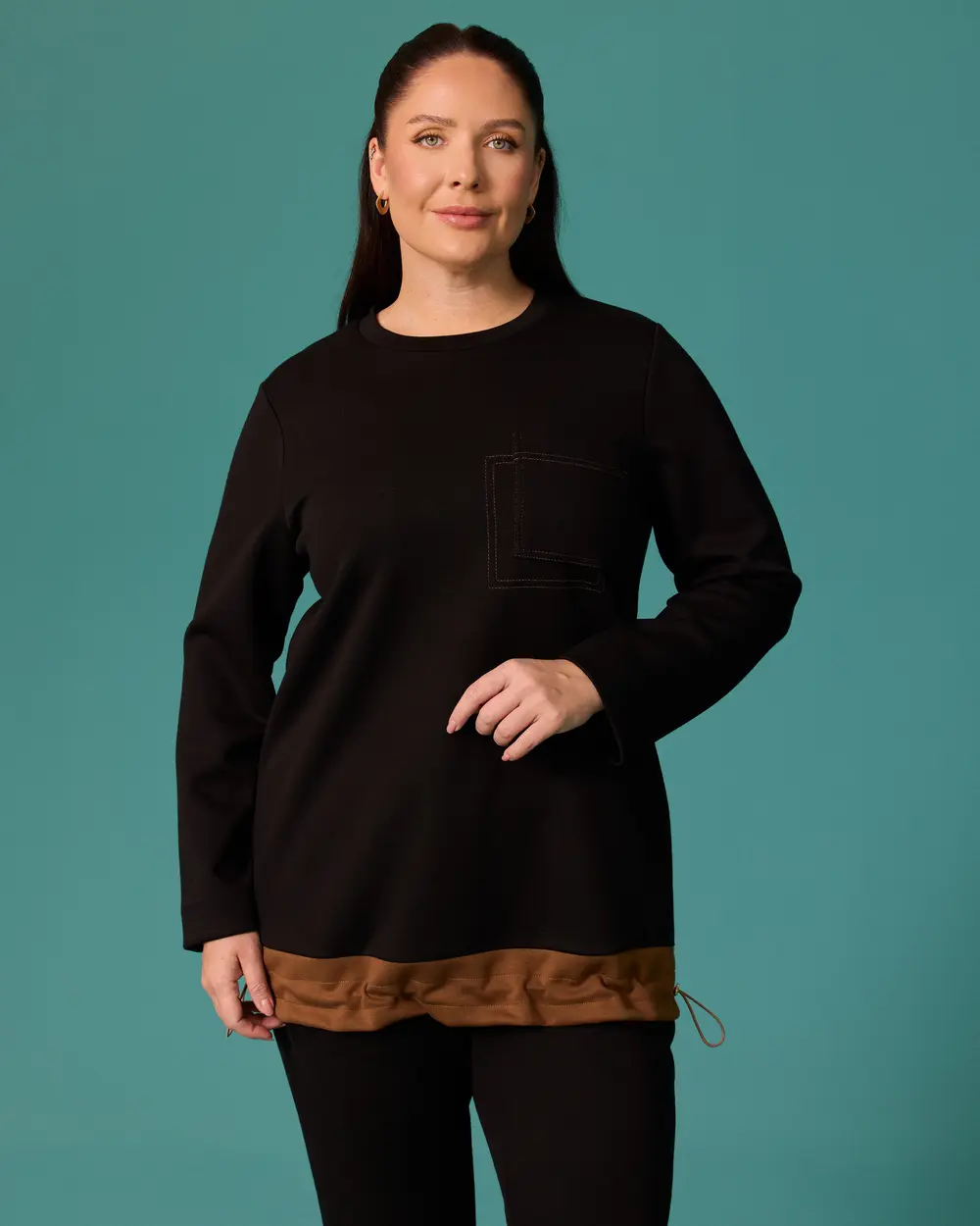 Büyük Beden Cep Detaylı Sweatshirt