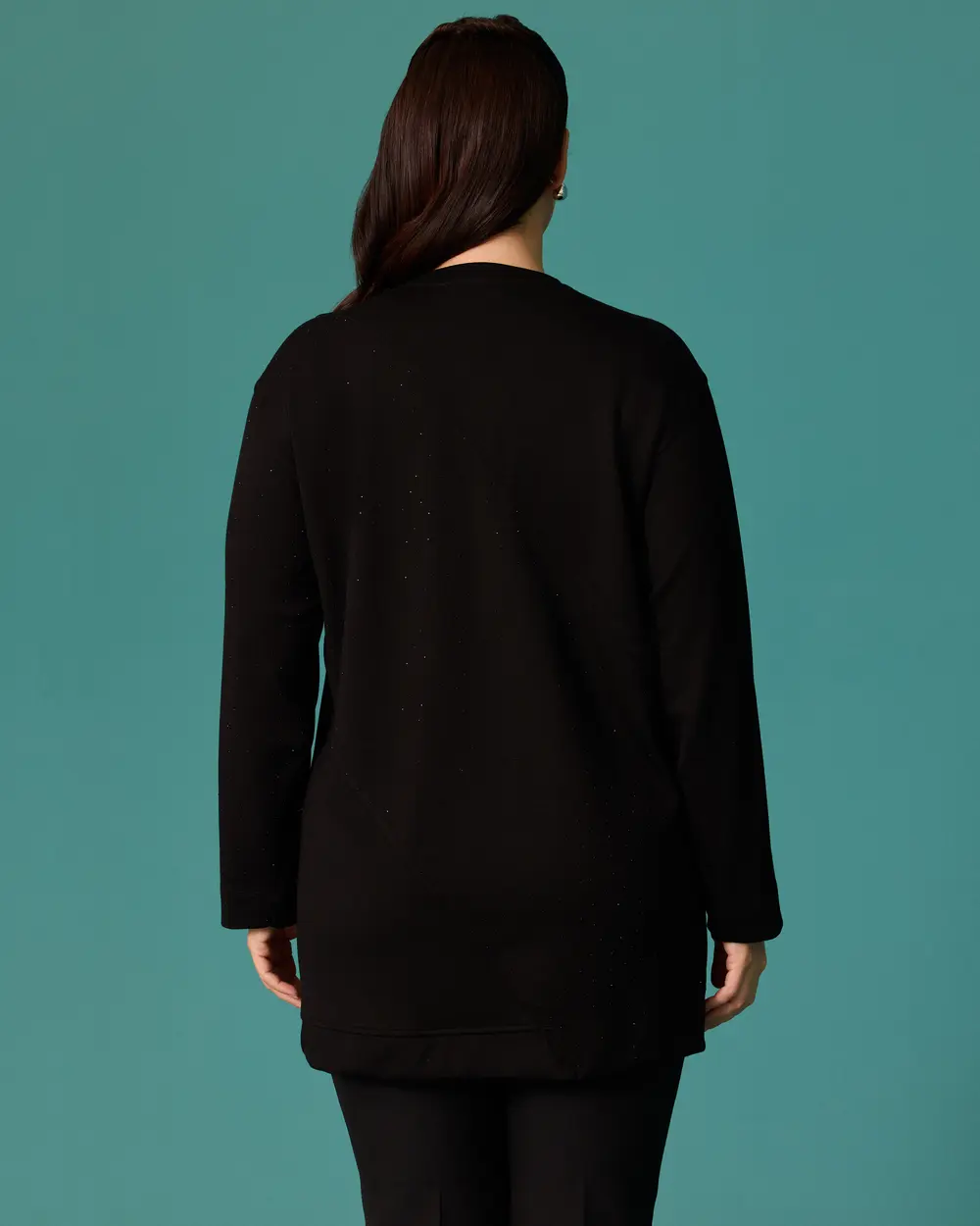 Oversized Sweatshirt with Stone Details and an Asymmetrical Cut