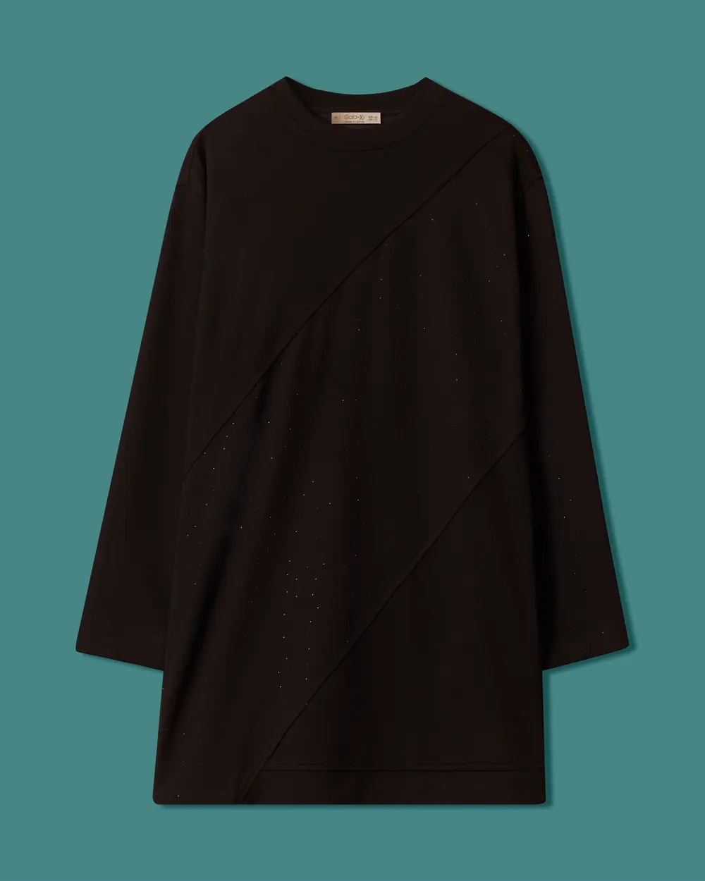 Oversized Sweatshirt with Stone Details and an Asymmetrical Cut