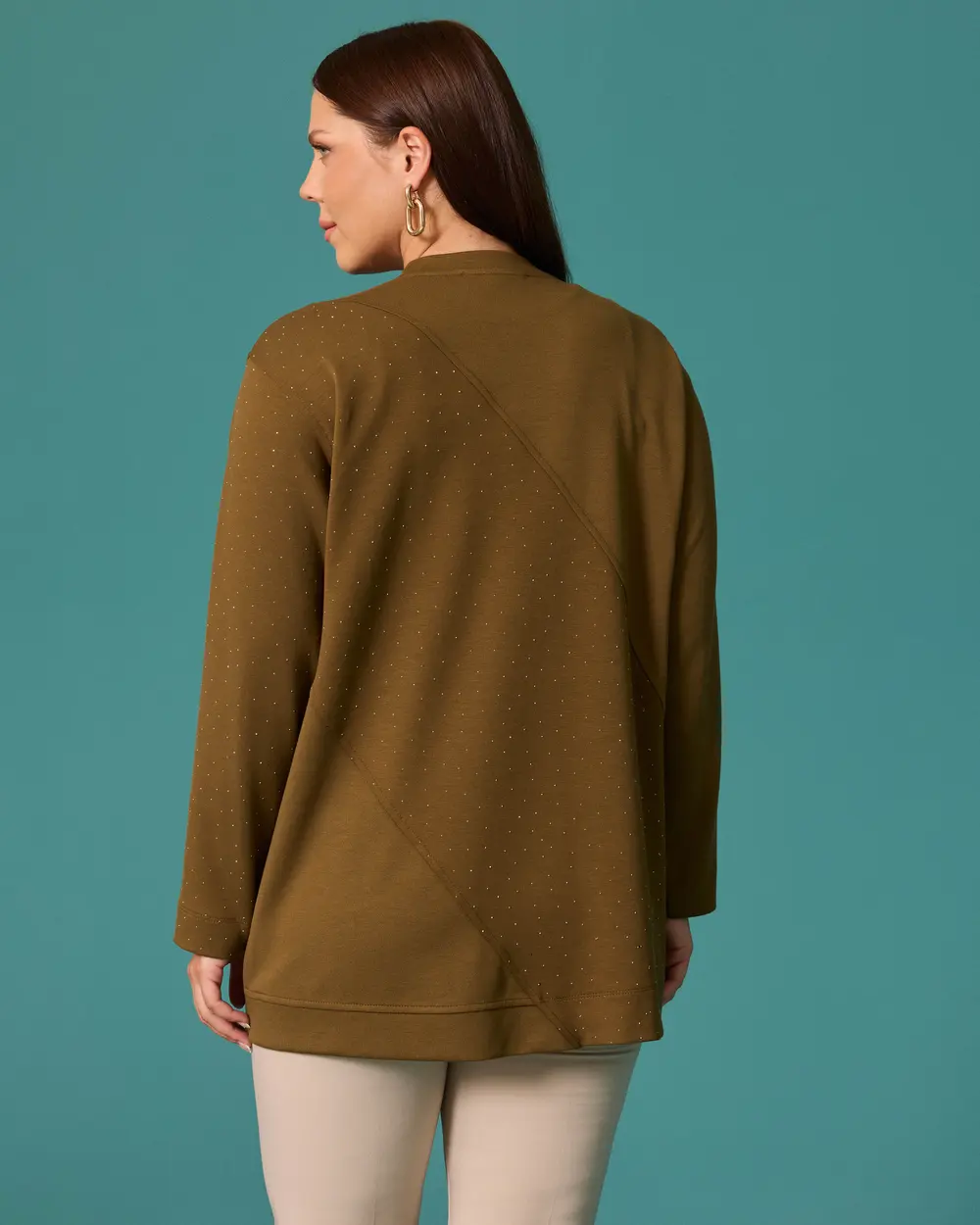 Büyük Beden Taş Detaylı Asimetrik Kesim Sweatshirt