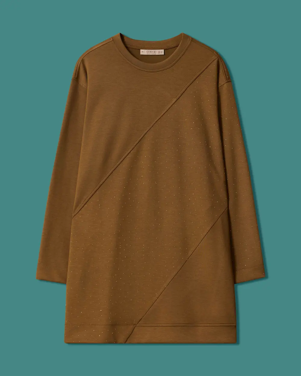Büyük Beden Taş Detaylı Asimetrik Kesim Sweatshirt