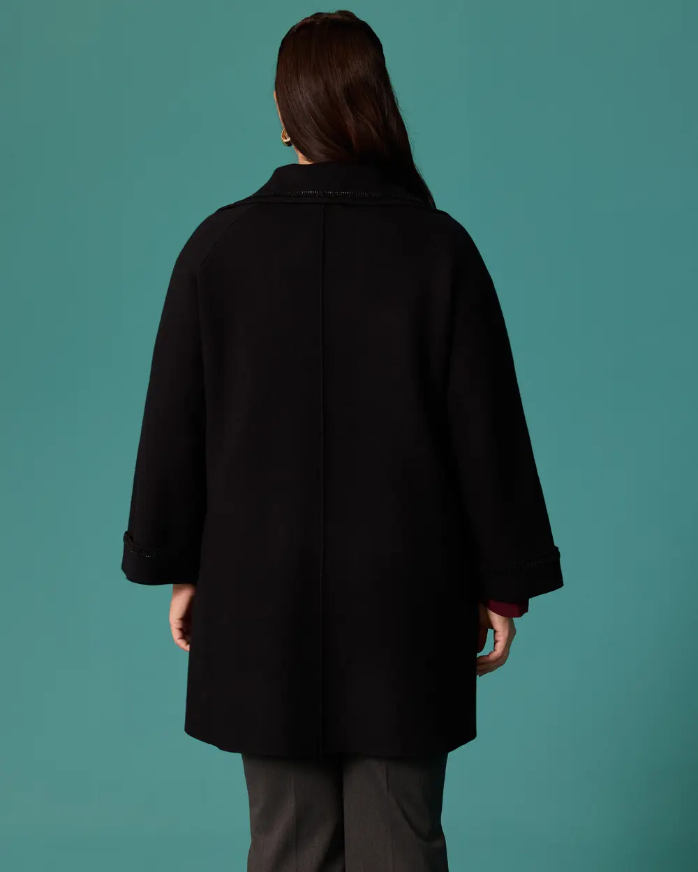 Plus-Size Gold-Buttoned Oversized Cardigan