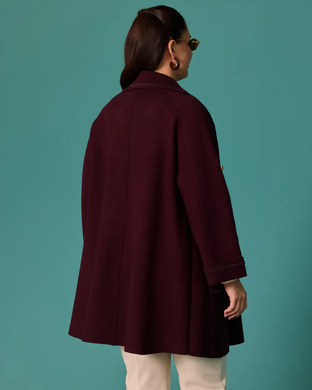 Plus-Size Gold-Buttoned Oversized Cardigan