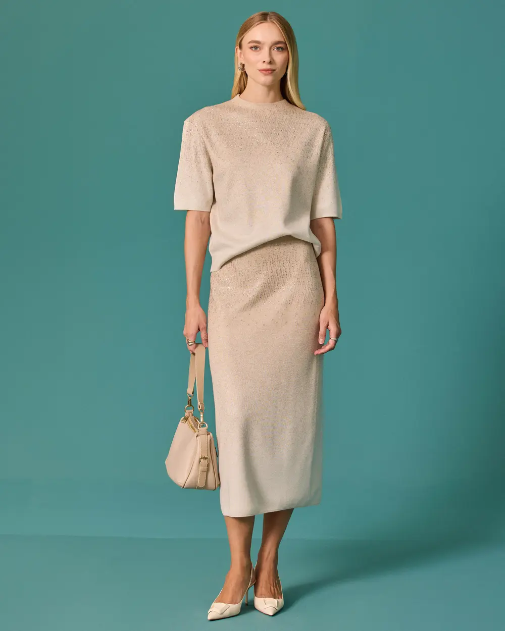 Stylish Knit Set with Bead Details