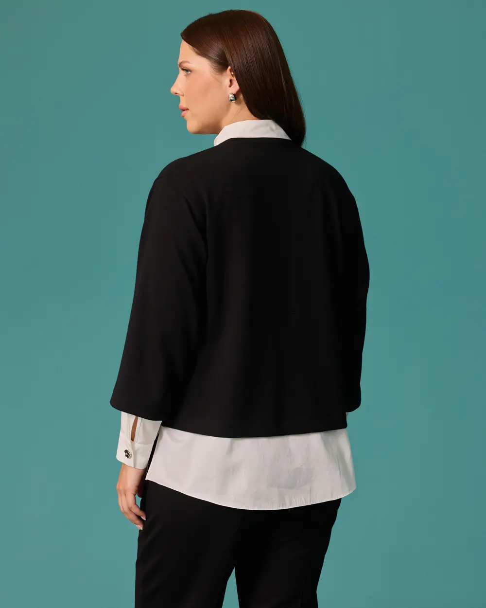 Plus-Size Shirt Set with Stone Accents