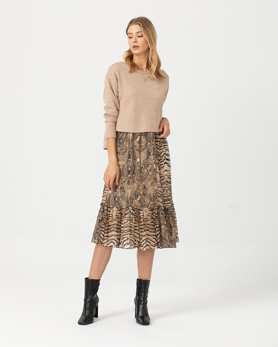 Trikolu Desenli Elbise