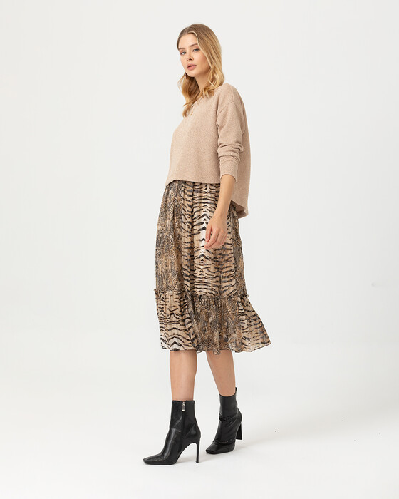 Trikolu Desenli Elbise