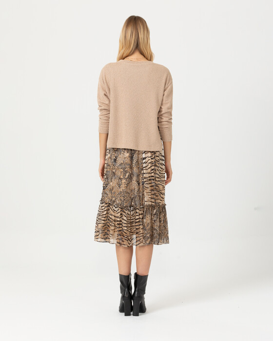 Trikolu Desenli Elbise