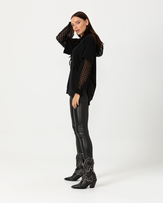 Kolları Detaylı Kapüşonlu Sweatshirt