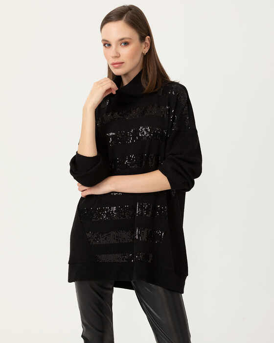 Pul Şeritli Örme Bluz