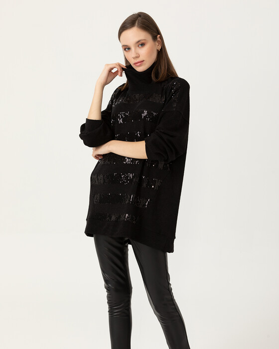 Pul Şeritli Örme Bluz