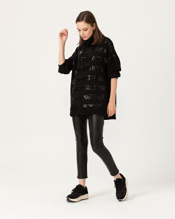 Pul Şeritli Örme Bluz