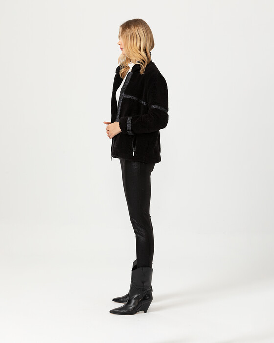 Şerit Geçişli Yumuşak Tüylü Ceket