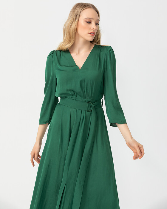 Beli Kemerli Midi Boy Elbise