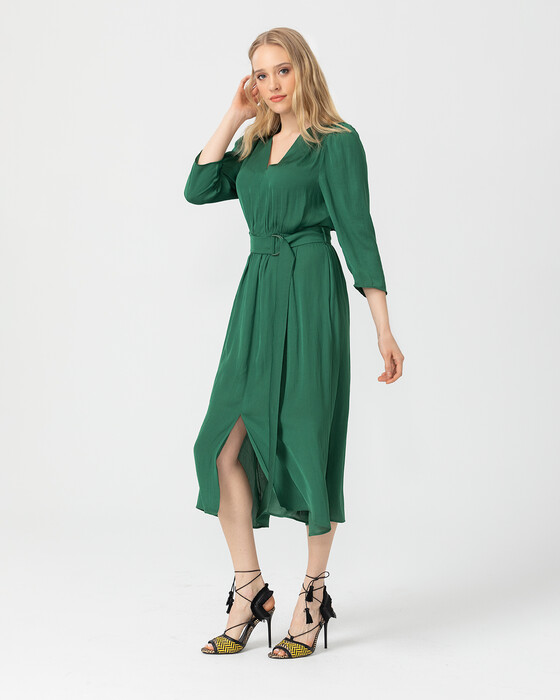 Beli Kemerli Midi Boy Elbise