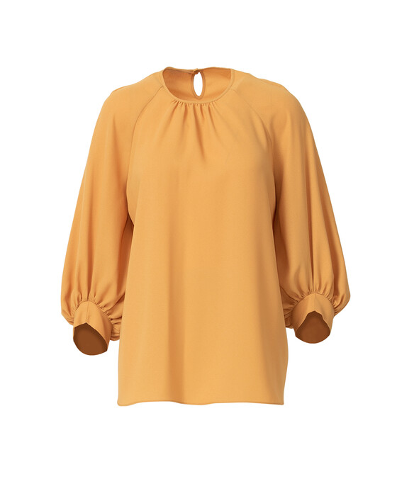 ROUND COLLAR BLOUSE WITH SLEEVE DETAIL