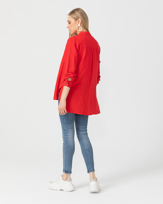 BUTTON DETAILED ASYMMETRIC SHIRT