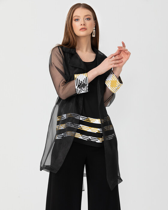 Şeritli Iç Bluzlü Tül Tunik