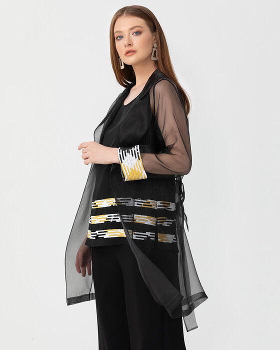 Şeritli Iç Bluzlü Tül Tunik