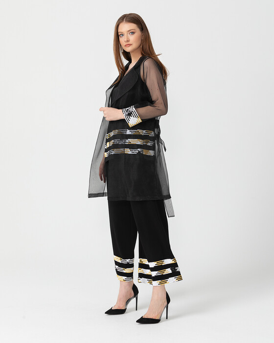 Şeritli Iç Bluzlü Tül Tunik