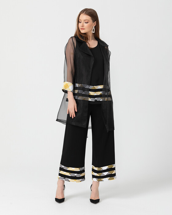 Şeritli Iç Bluzlü Tül Tunik