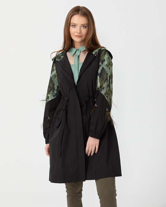 Kamuflaj Desen Detaylı Trençkot