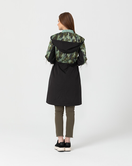 Kamuflaj Desen Detaylı Trençkot
