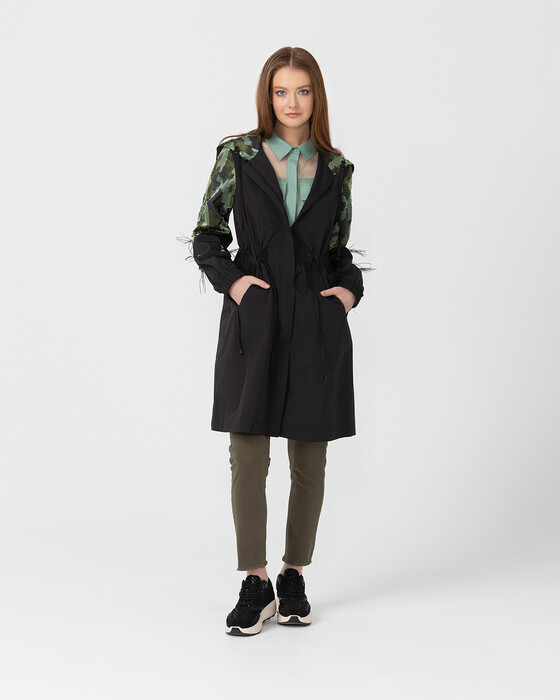 Kamuflaj Desen Detaylı Trençkot