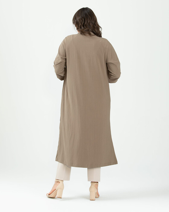 Büyük Beden Pul Detaylı Pardesü