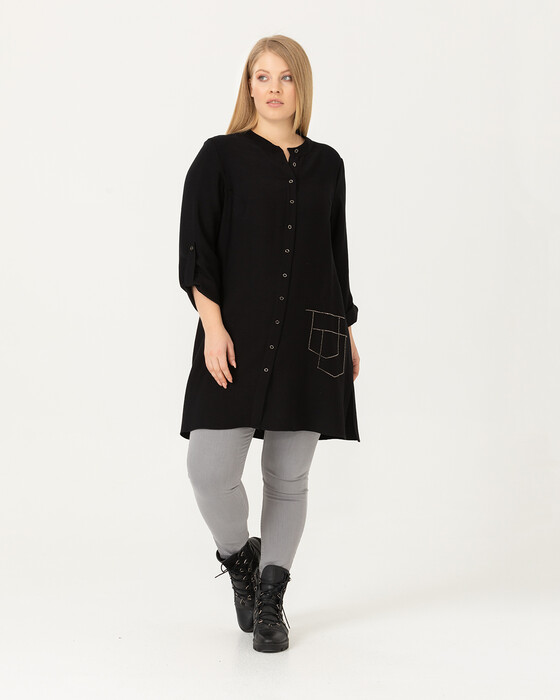 PLUS SIZE TUNIC WITH FRONT BUTTON