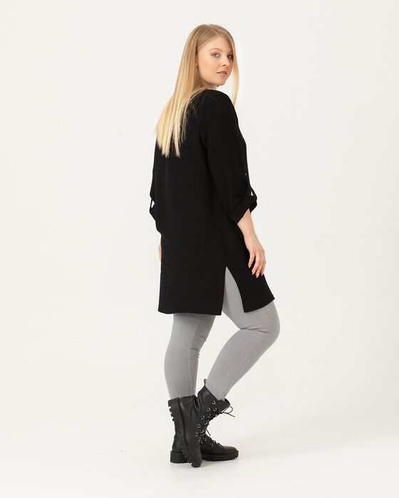 PLUS SIZE TUNIC WITH FRONT BUTTON